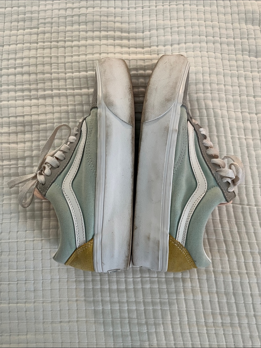 Vans Platform Low-Top Sneakers in Mint Green, White, Pink & Yellow